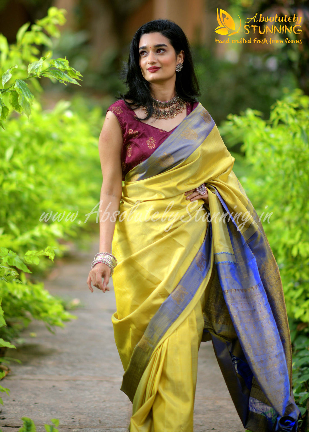 RATHOTSAVAM Hand Woven Lemon Yellow