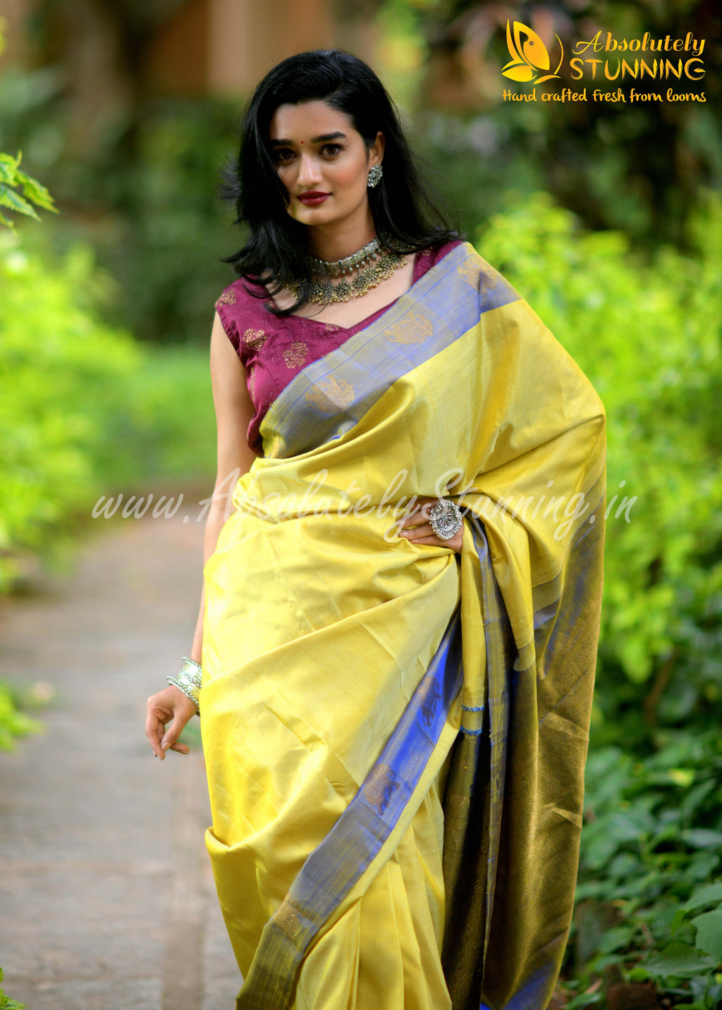 RATHOTSAVAM Hand Woven Lemon Yellow