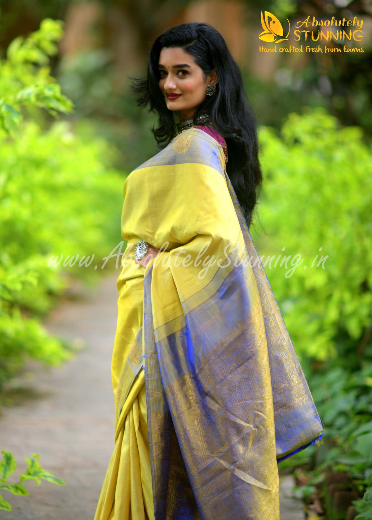 RATHOTSAVAM Hand Woven Lemon Yellow