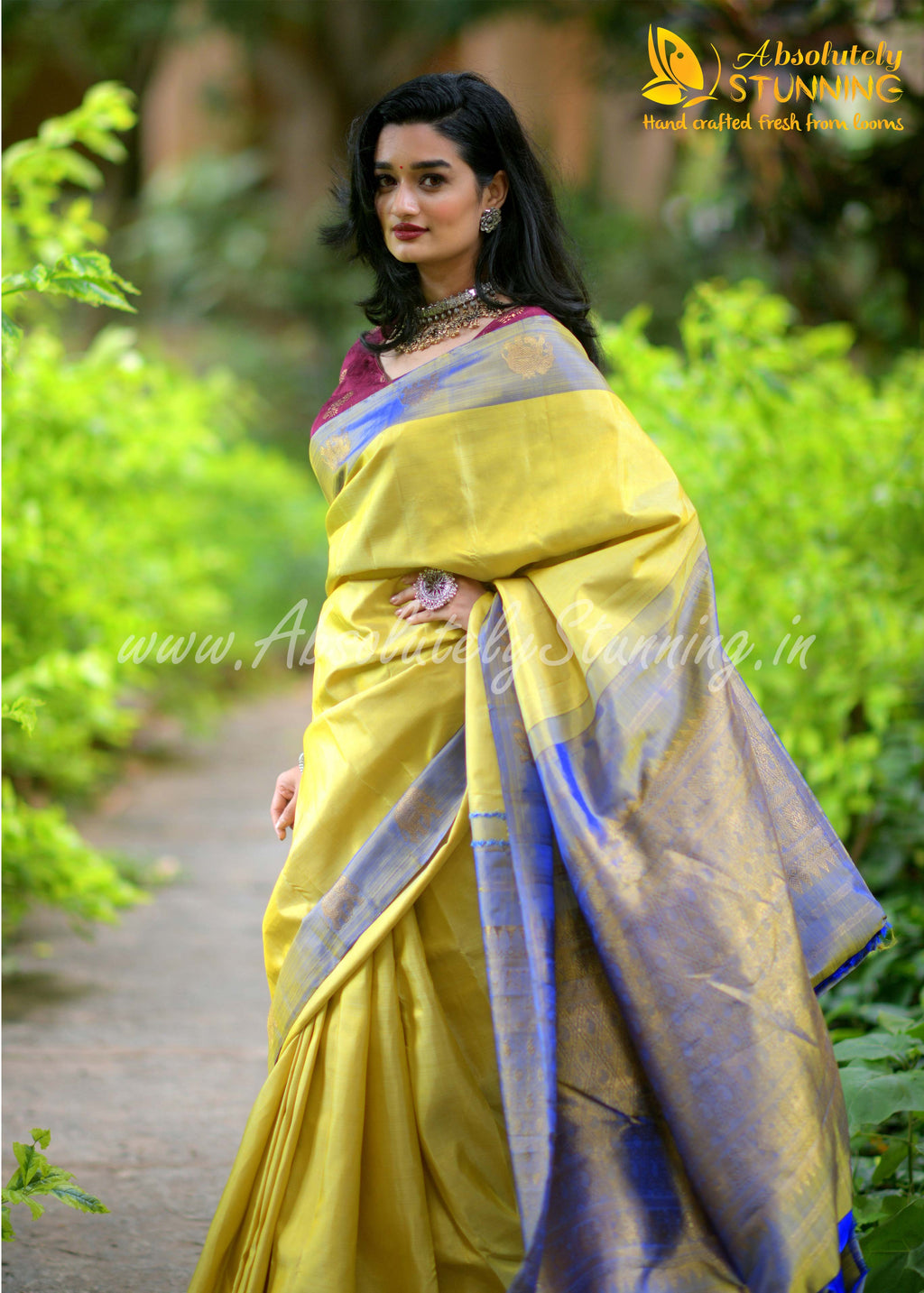 RATHOTSAVAM Hand Woven Lemon Yellow