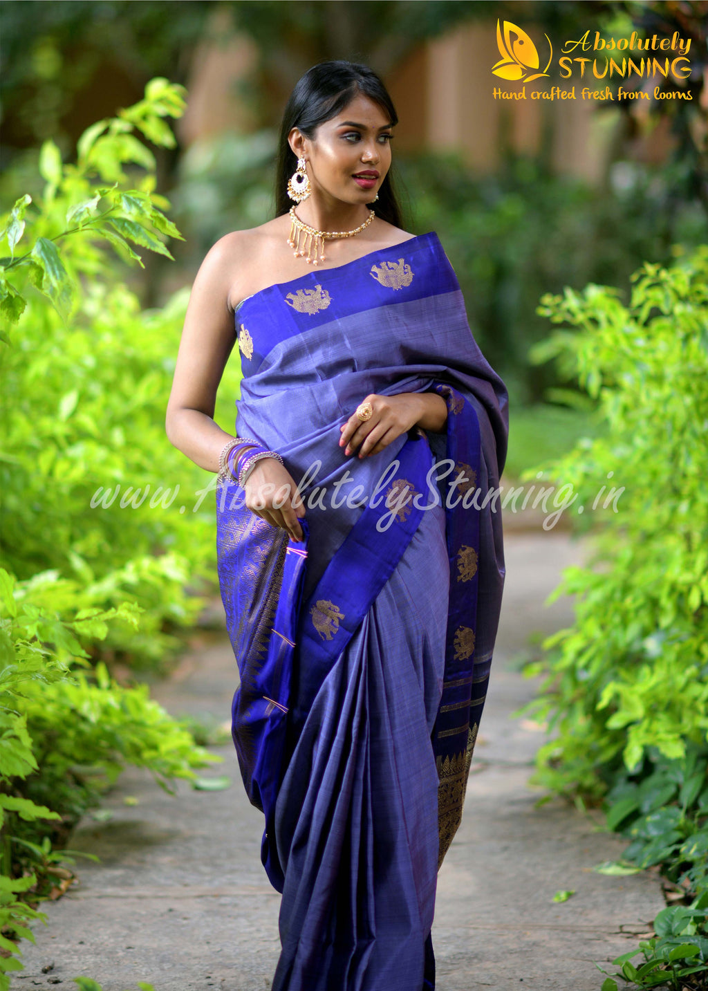 RATHOTSAVAM Hand Woven Greyish Lavender