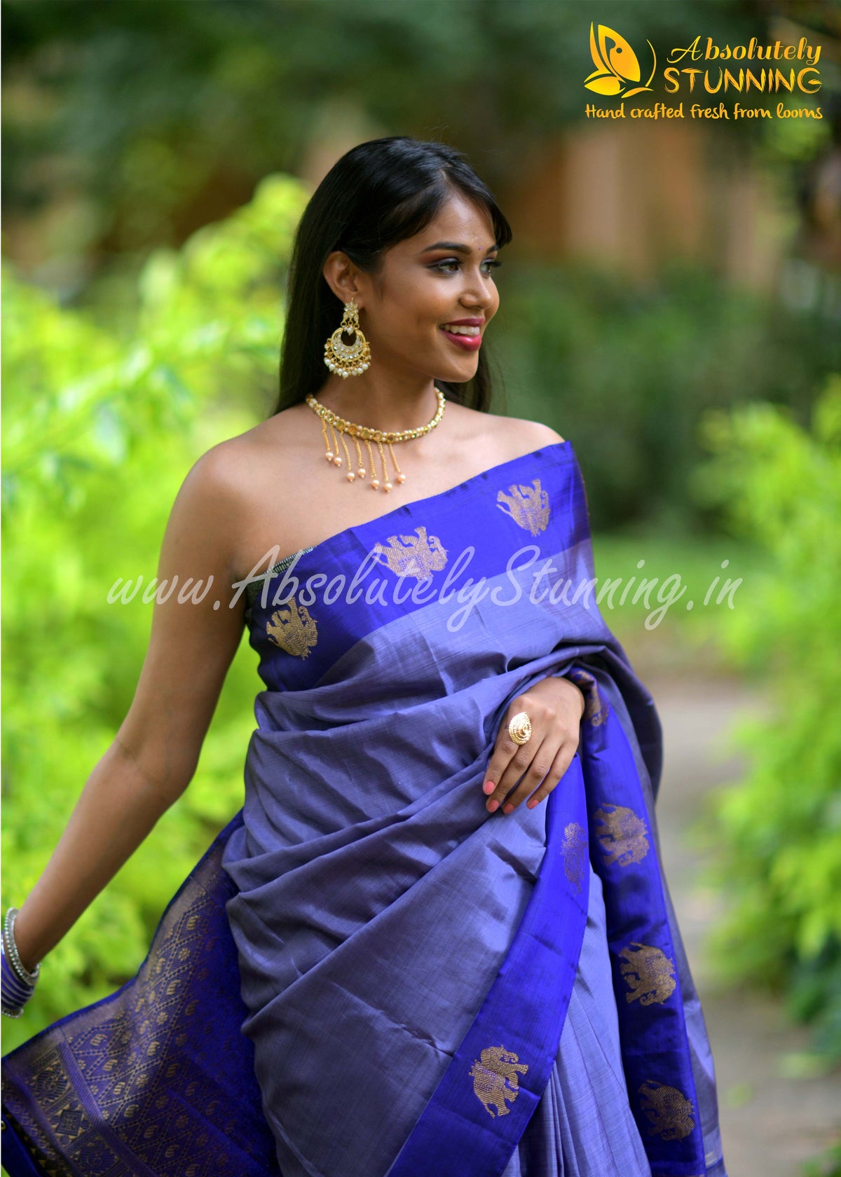 RATHOTSAVAM Hand Woven Greyish Lavender