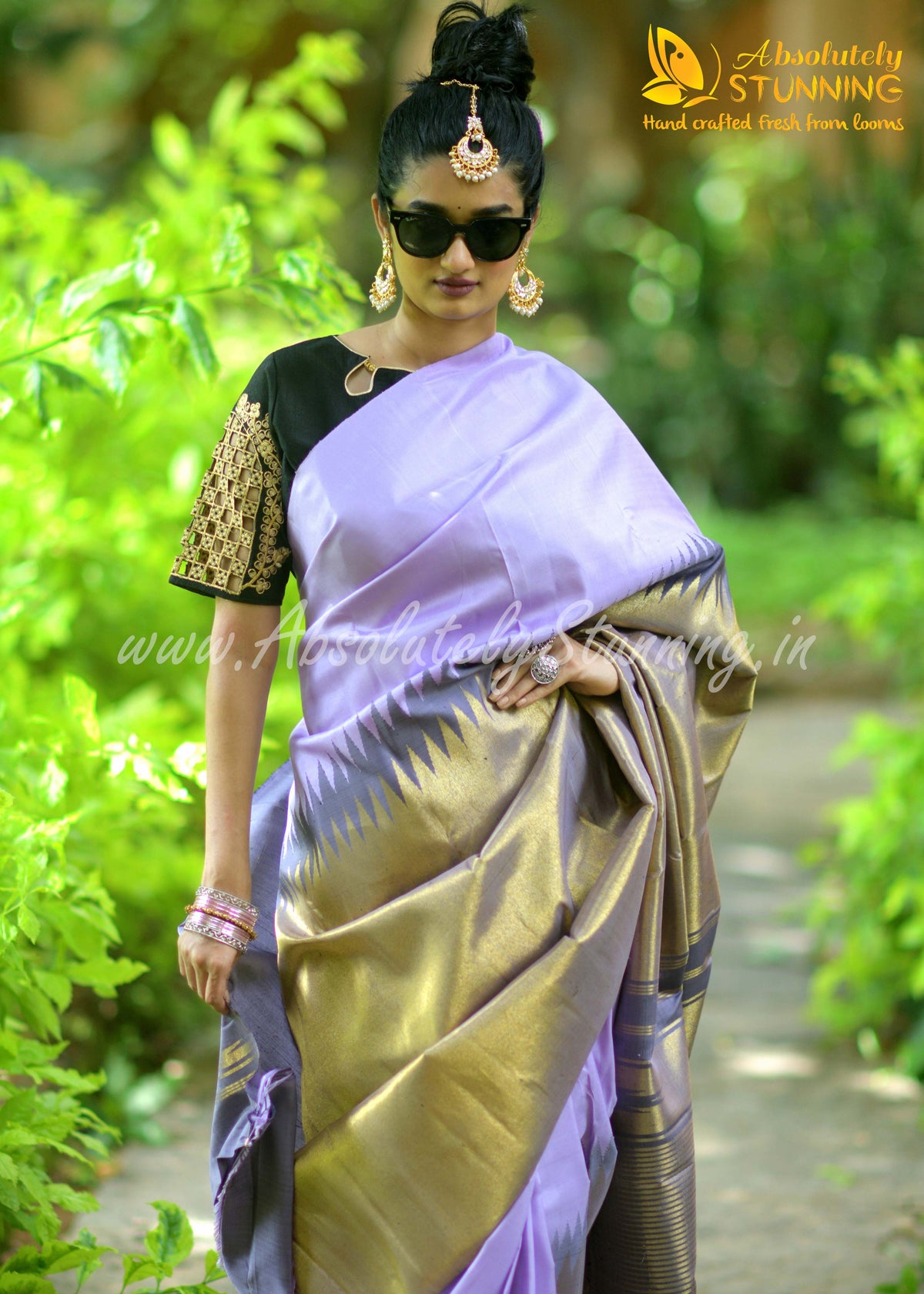AROHANAM Hand Woven Lilac Rising Border