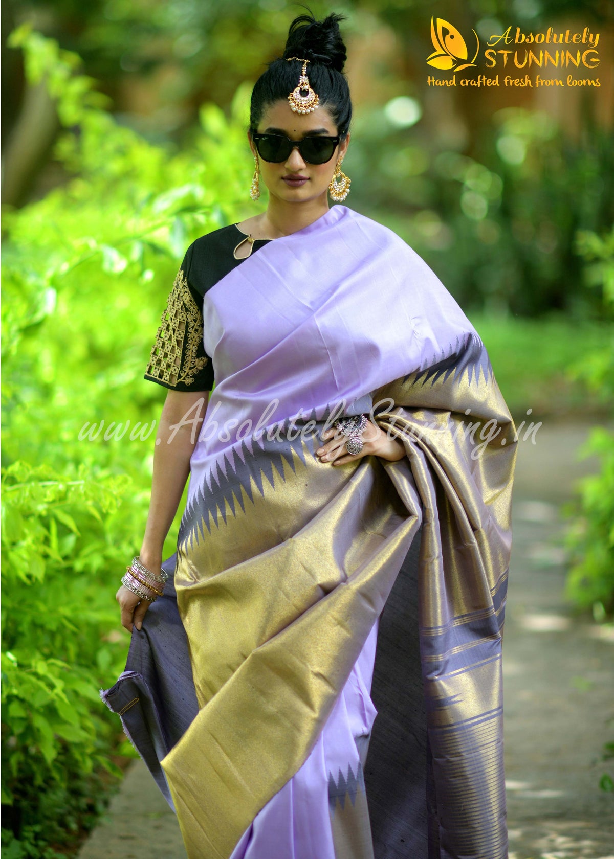 AROHANAM Hand Woven Lilac Rising Border