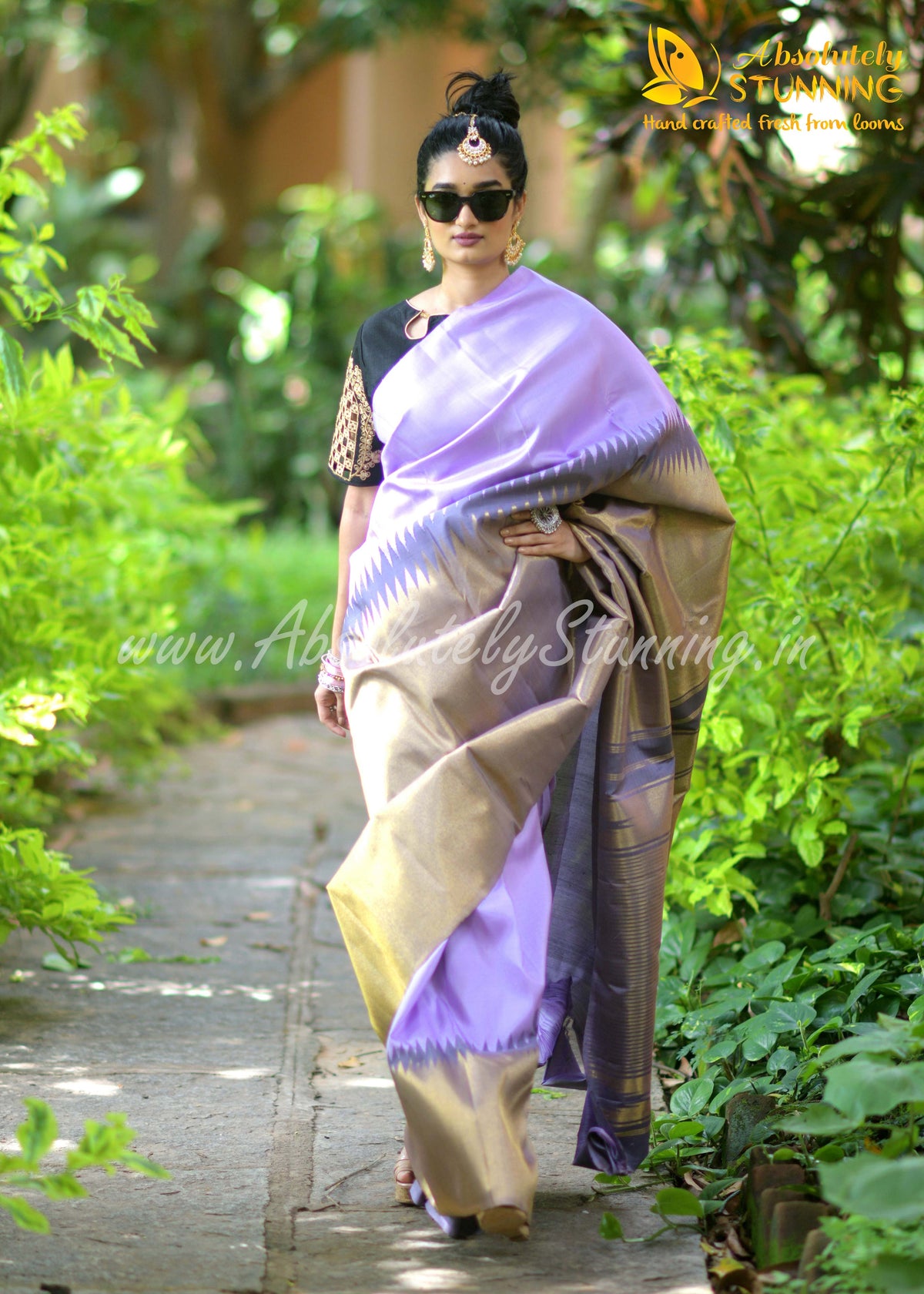 AROHANAM Hand Woven Lilac Rising Border