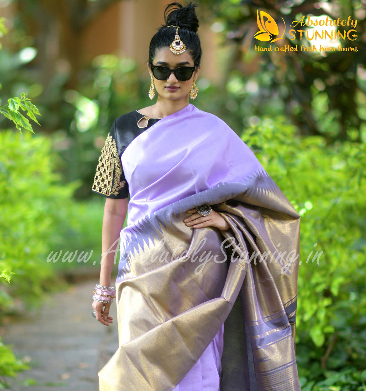 AROHANAM Hand Woven Lilac Rising Border