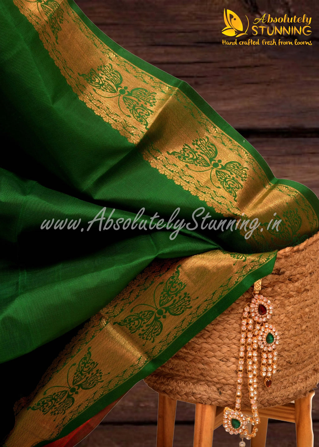 ROJAVANAM Hand Woven Vermillion Red Bridal
