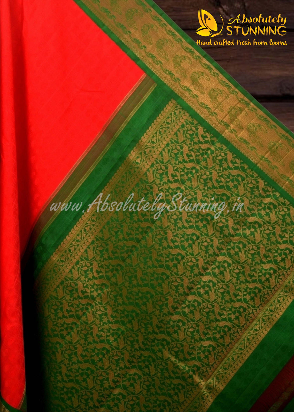 KOKILAM Handwoven Korvai Candy Apple Red