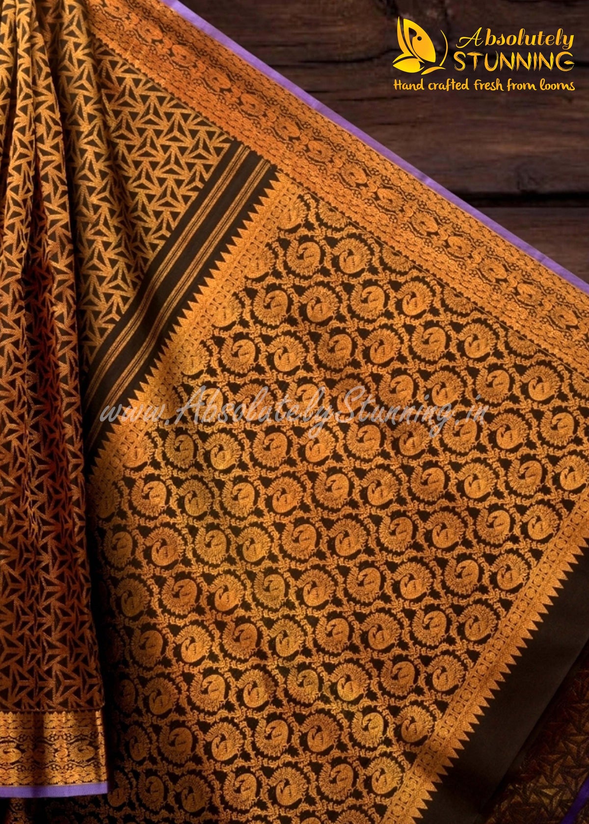 MAYOORANARTHANAM Hand Woven Black Bridal