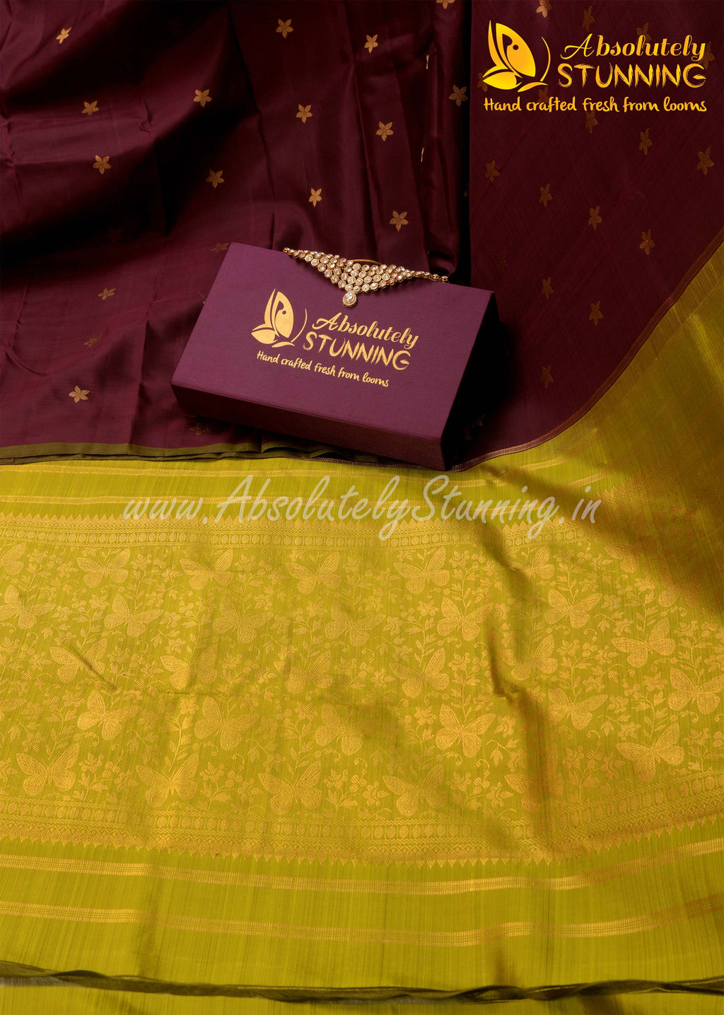 PARIJATHAM Hand Woven Burgundy Floral Motif