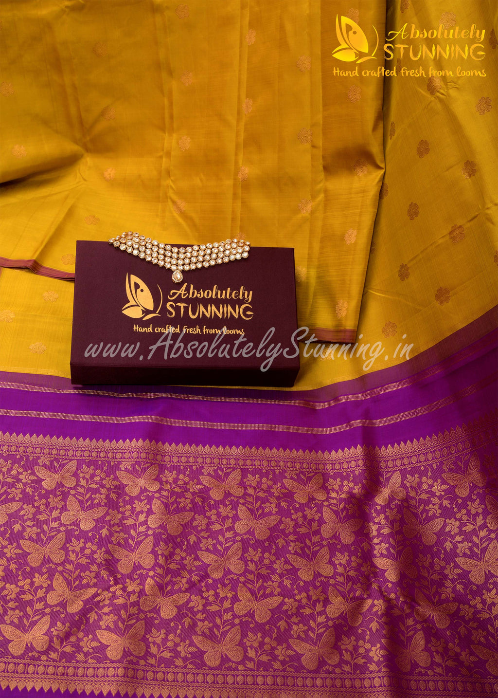 PARIJATHAM Hand Woven Yellowish Green Floral Motif