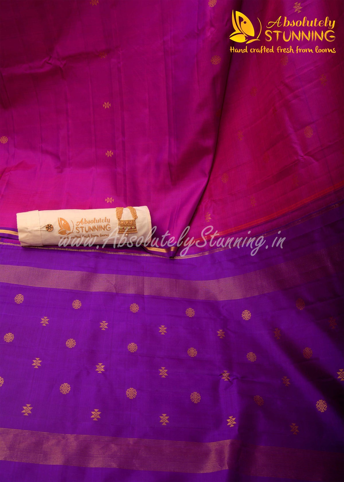 SOUNDARYAM Hand Woven Magenta Exquisite Motifs