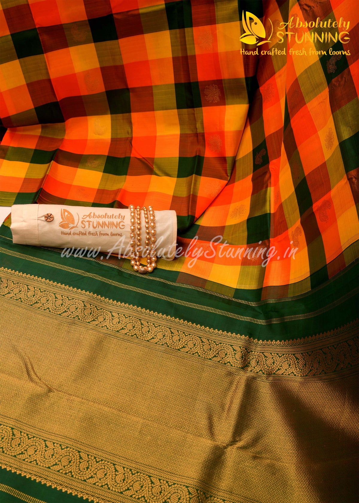 PANJAVARNAM Hand Woven Multicolour (Orange)