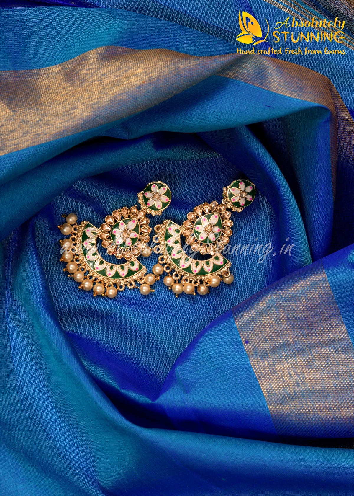 AROHANAM Hand Woven Royal Blue Rising border