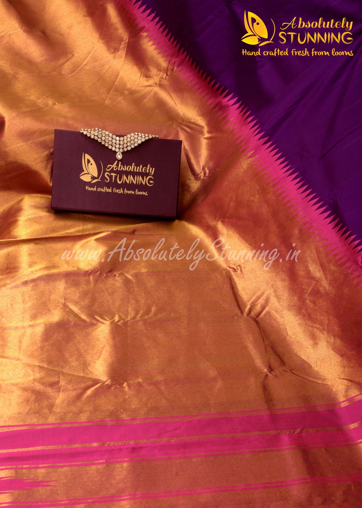 AROHANAM Hand Woven Royal Purple Rising border