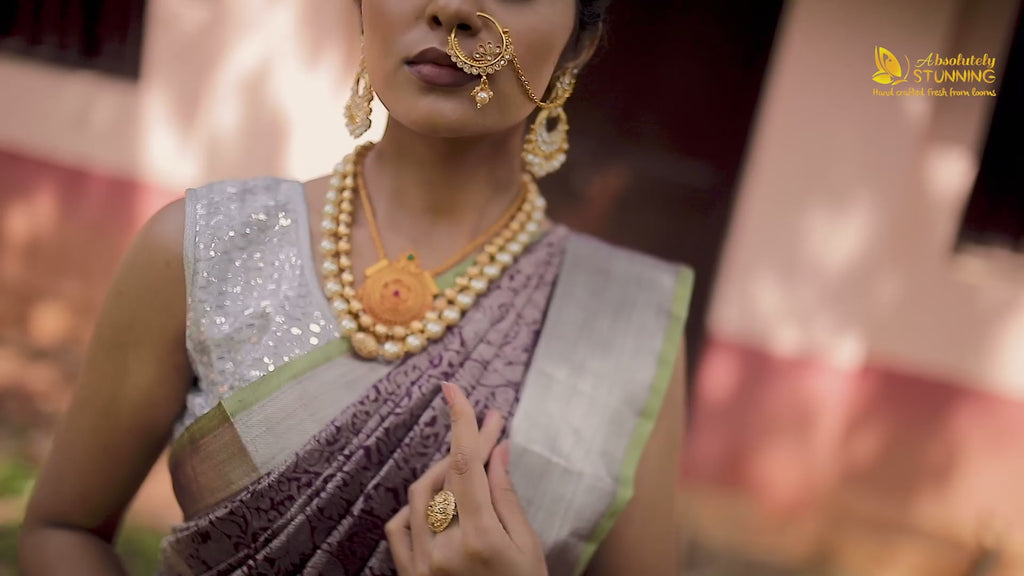 KANANAM Hand Woven Burgundy Bridal